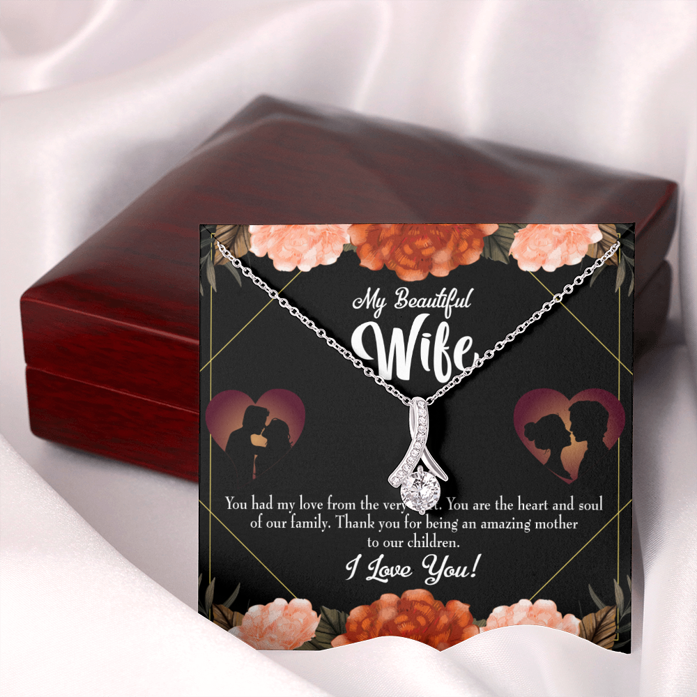 To My Wife Heart and Soul Alluring Ribbon Necklace Message Card-Express Your Love Gifts