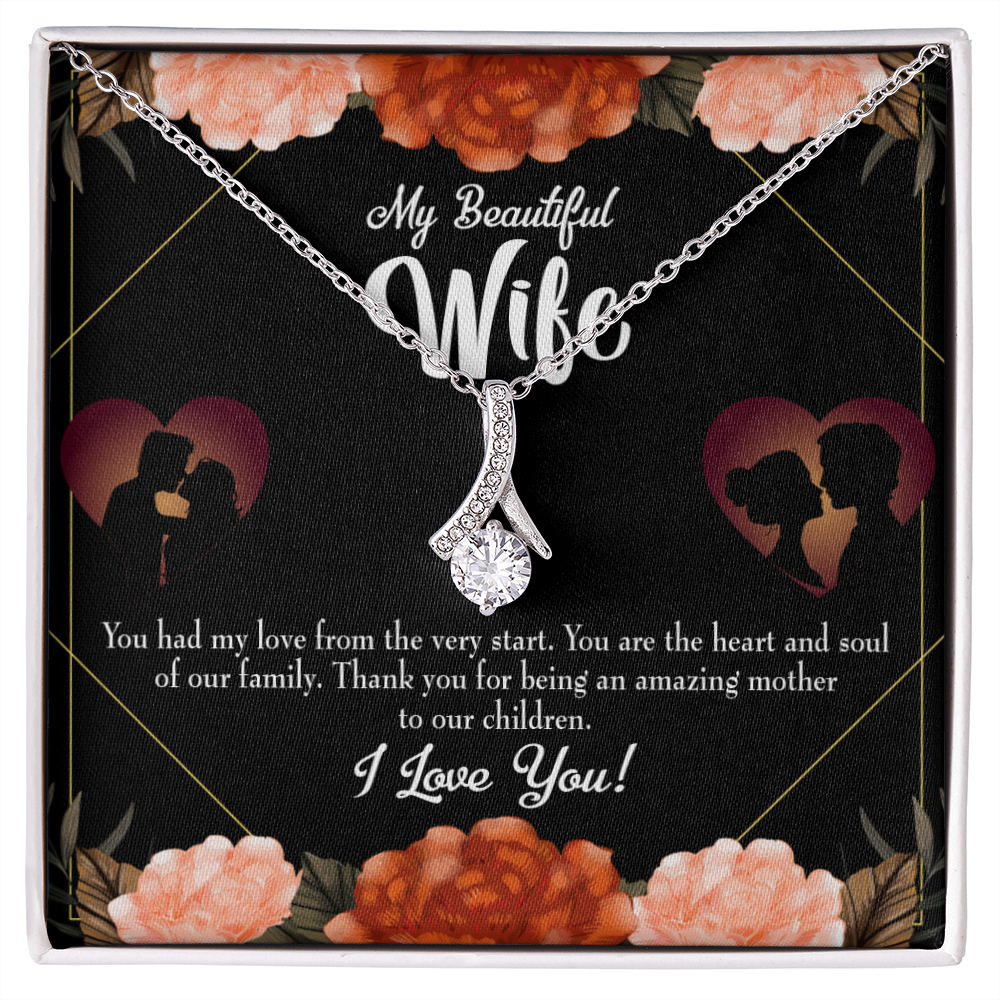 To My Wife Heart and Soul Alluring Ribbon Necklace Message Card-Express Your Love Gifts