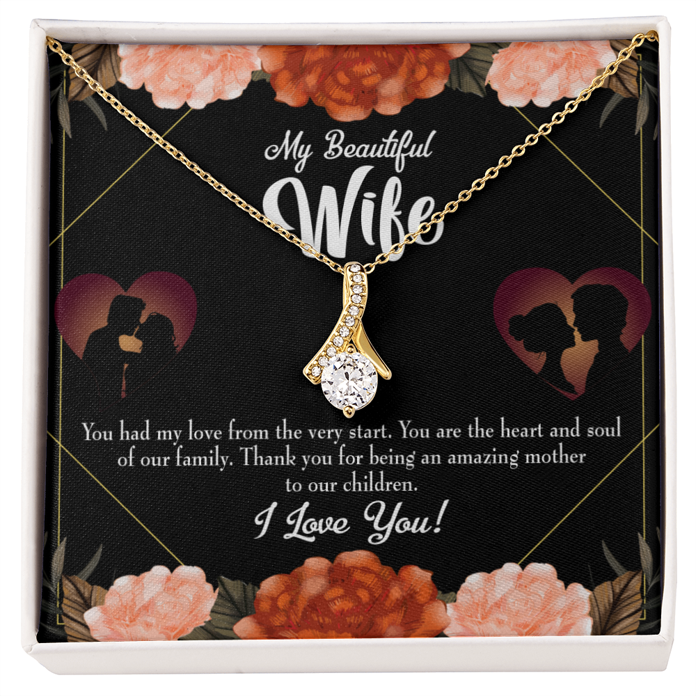 To My Wife Heart and Soul Alluring Ribbon Necklace Message Card-Express Your Love Gifts