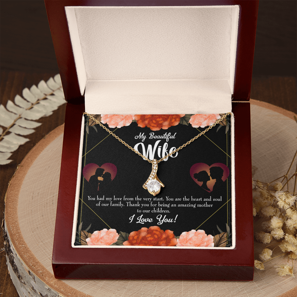 To My Wife Heart and Soul Alluring Ribbon Necklace Message Card-Express Your Love Gifts