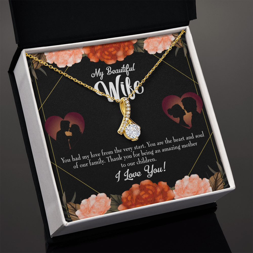 To My Wife Heart and Soul Alluring Ribbon Necklace Message Card-Express Your Love Gifts