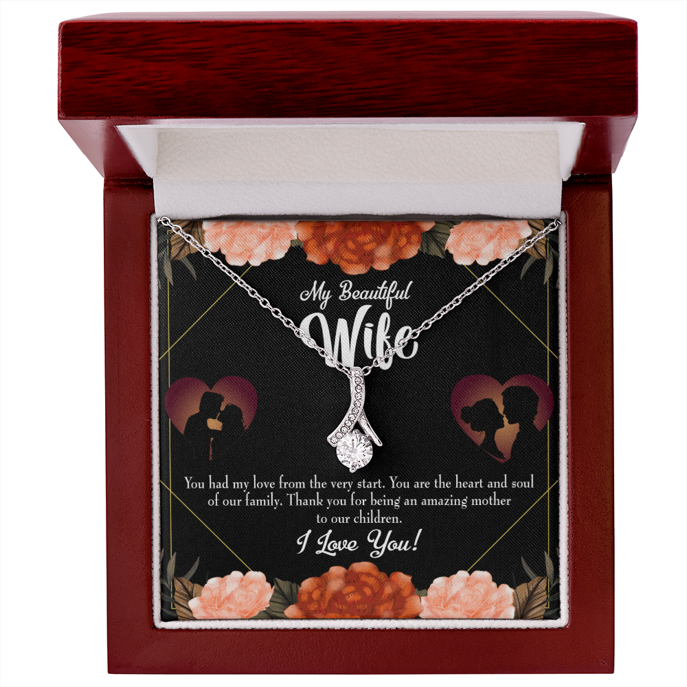 To My Wife Heart and Soul Alluring Ribbon Necklace Message Card-Express Your Love Gifts