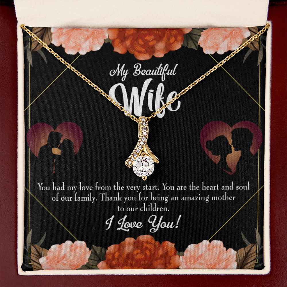 To My Wife Heart and Soul Alluring Ribbon Necklace Message Card-Express Your Love Gifts