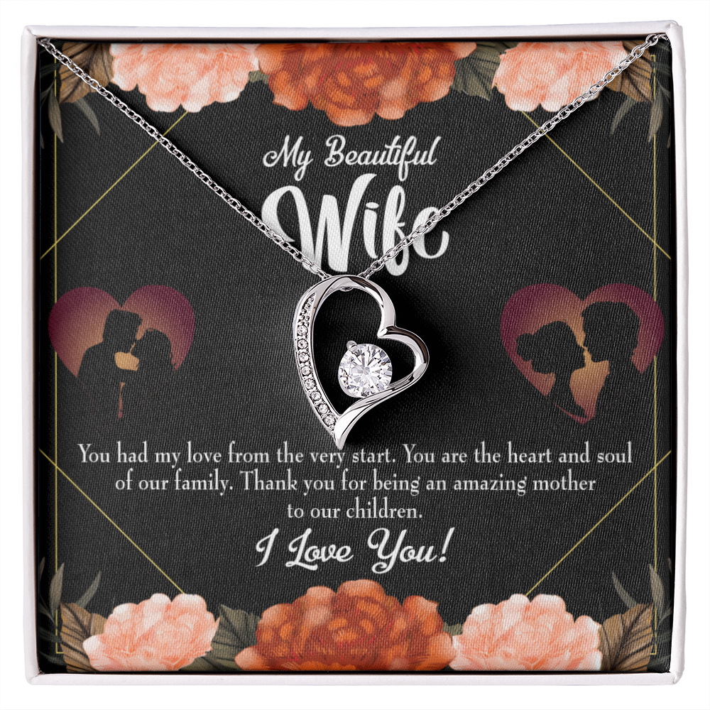 To My Wife Heart and Soul Forever Necklace w Message Card-Express Your Love Gifts