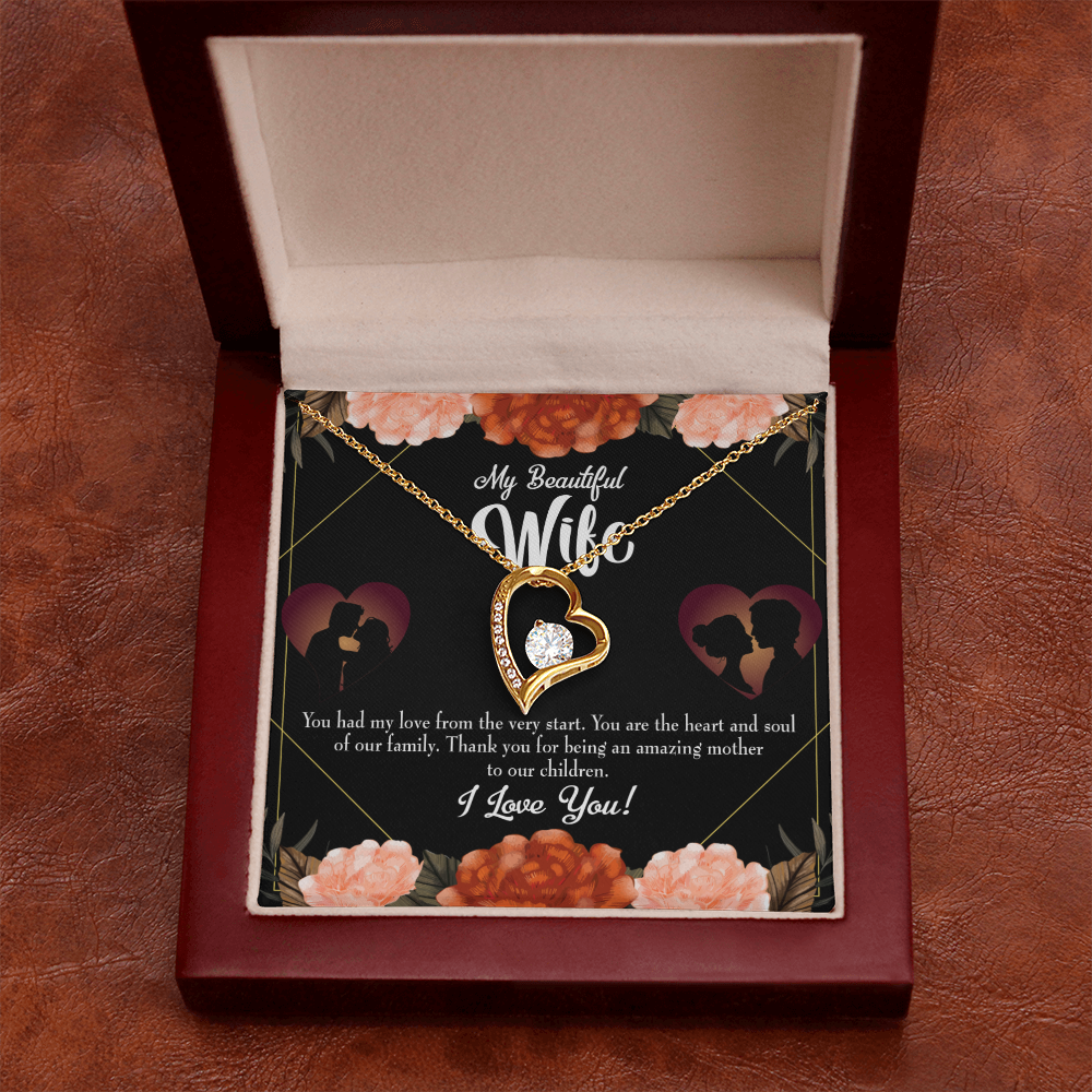 To My Wife Heart and Soul Forever Necklace w Message Card-Express Your Love Gifts