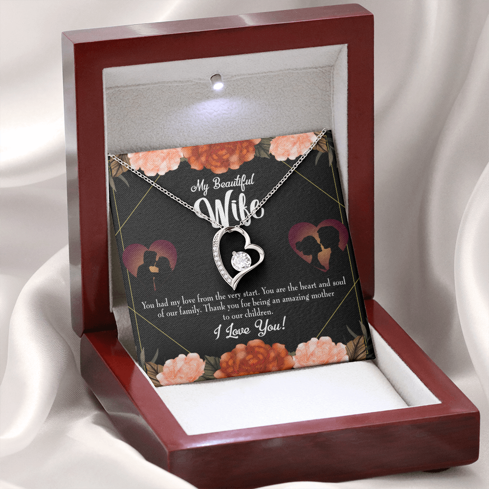 To My Wife Heart and Soul Forever Necklace w Message Card-Express Your Love Gifts