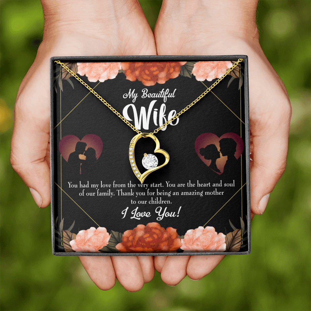 To My Wife Heart and Soul Forever Necklace w Message Card-Express Your Love Gifts