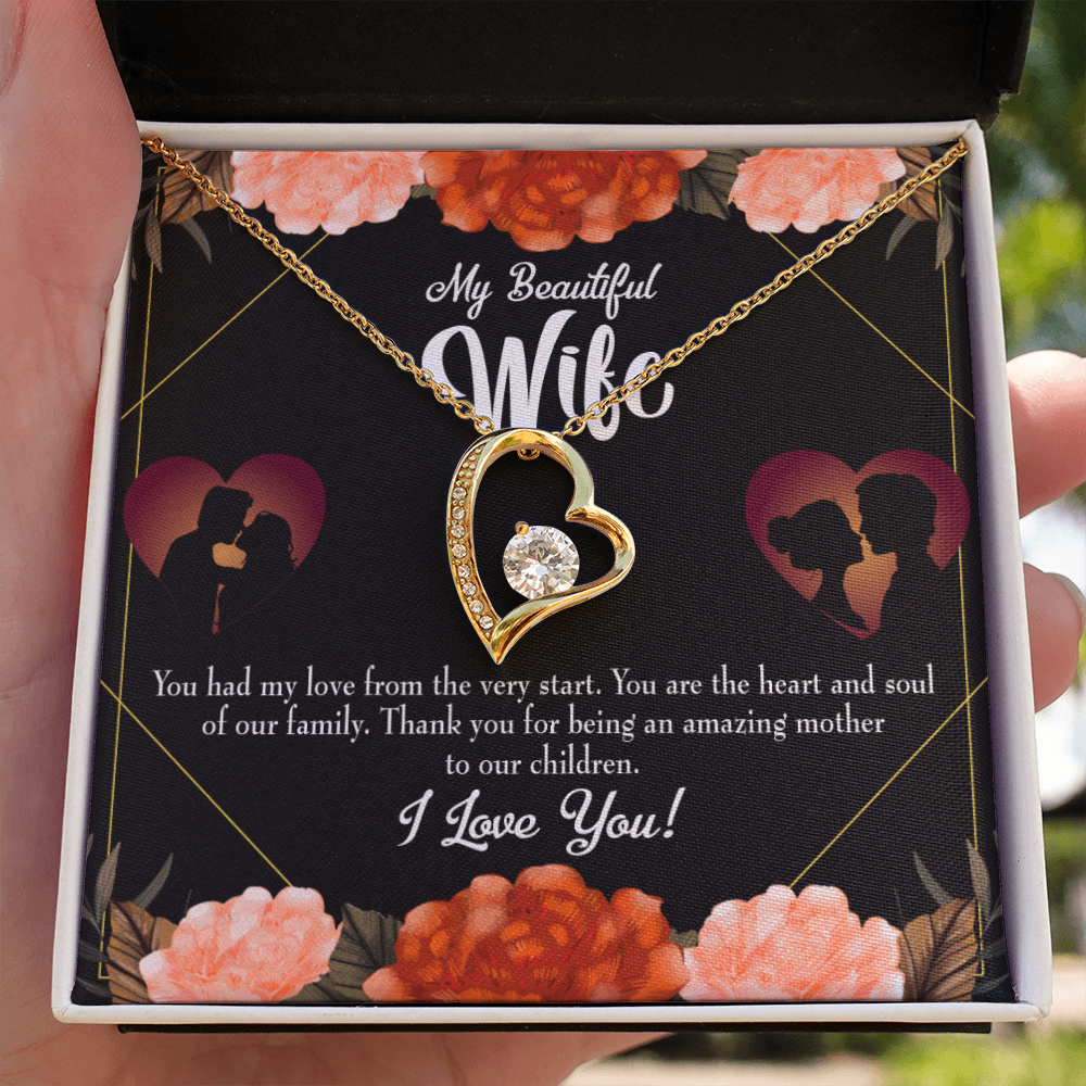 To My Wife Heart and Soul Forever Necklace w Message Card-Express Your Love Gifts