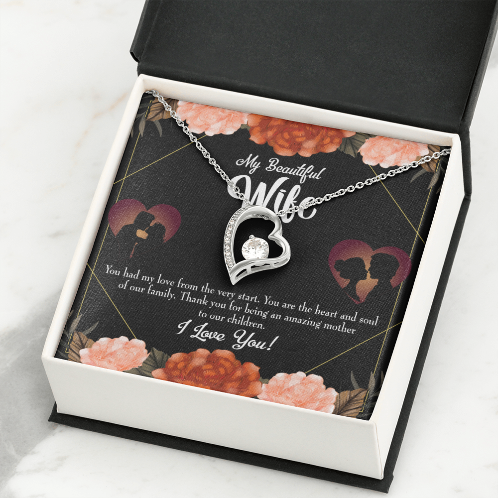 To My Wife Heart and Soul Forever Necklace w Message Card-Express Your Love Gifts