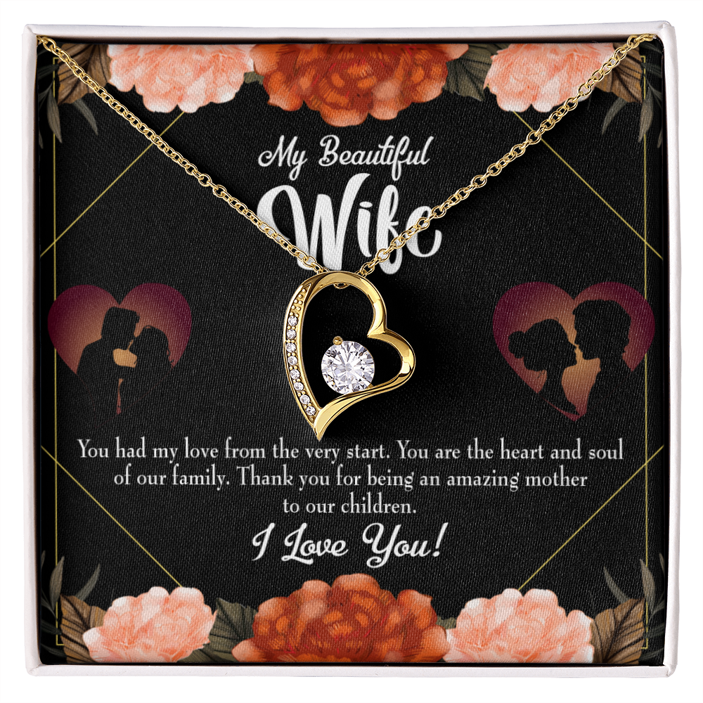 To My Wife Heart and Soul Forever Necklace w Message Card-Express Your Love Gifts