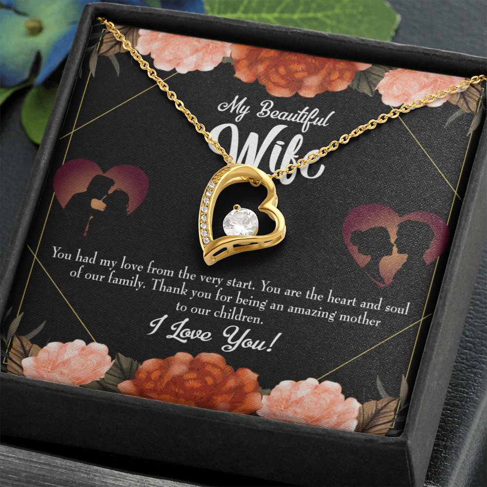 To My Wife Heart and Soul Forever Necklace w Message Card-Express Your Love Gifts