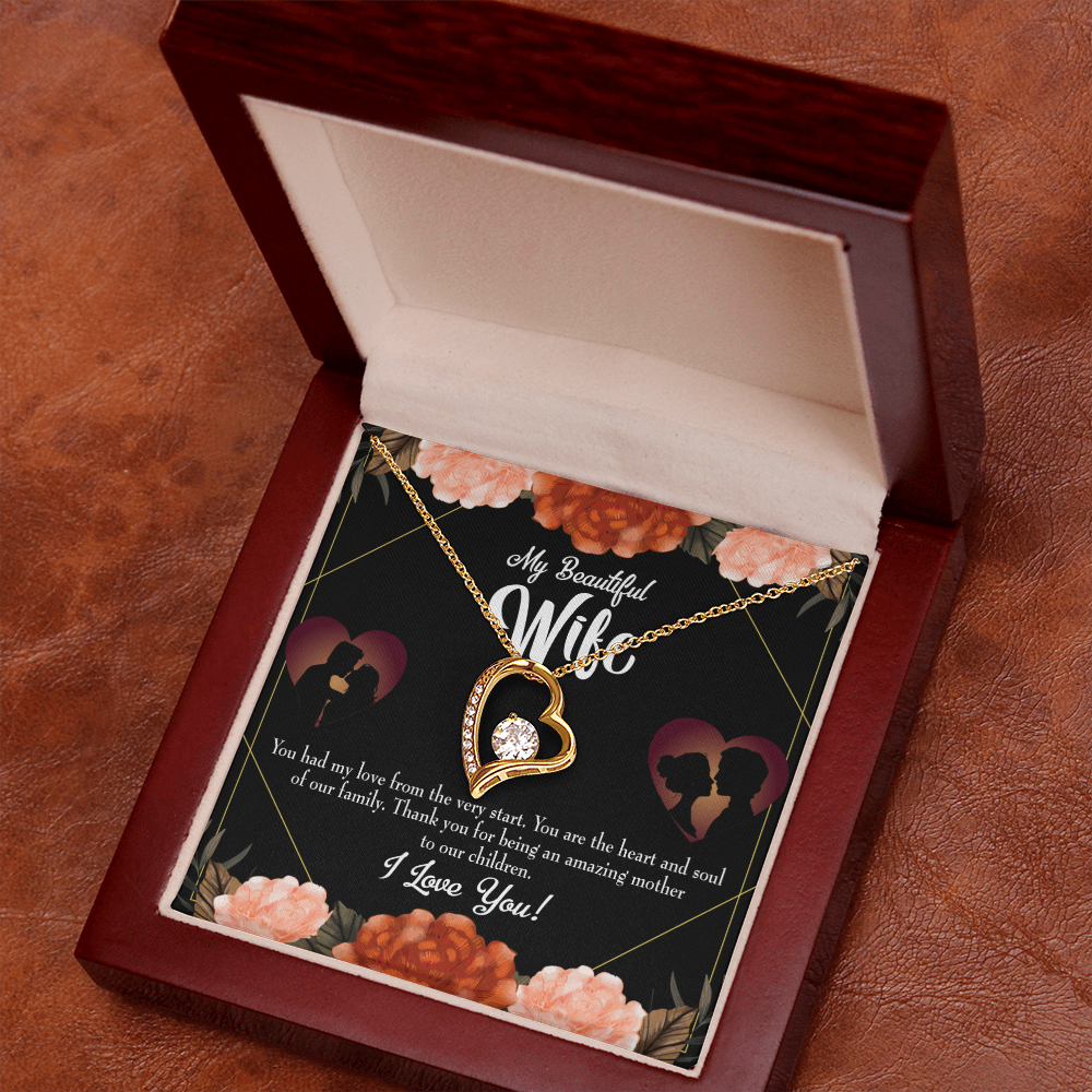 To My Wife Heart and Soul Forever Necklace w Message Card-Express Your Love Gifts