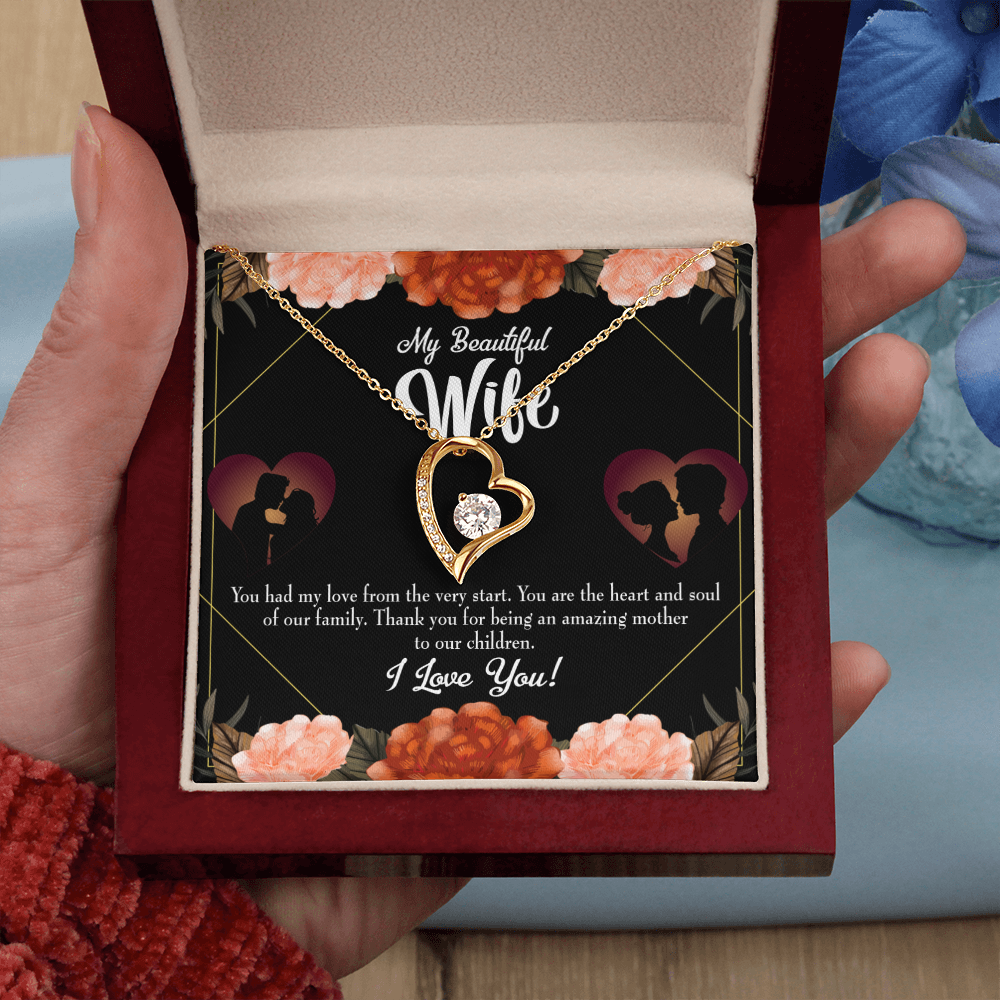 To My Wife Heart and Soul Forever Necklace w Message Card-Express Your Love Gifts