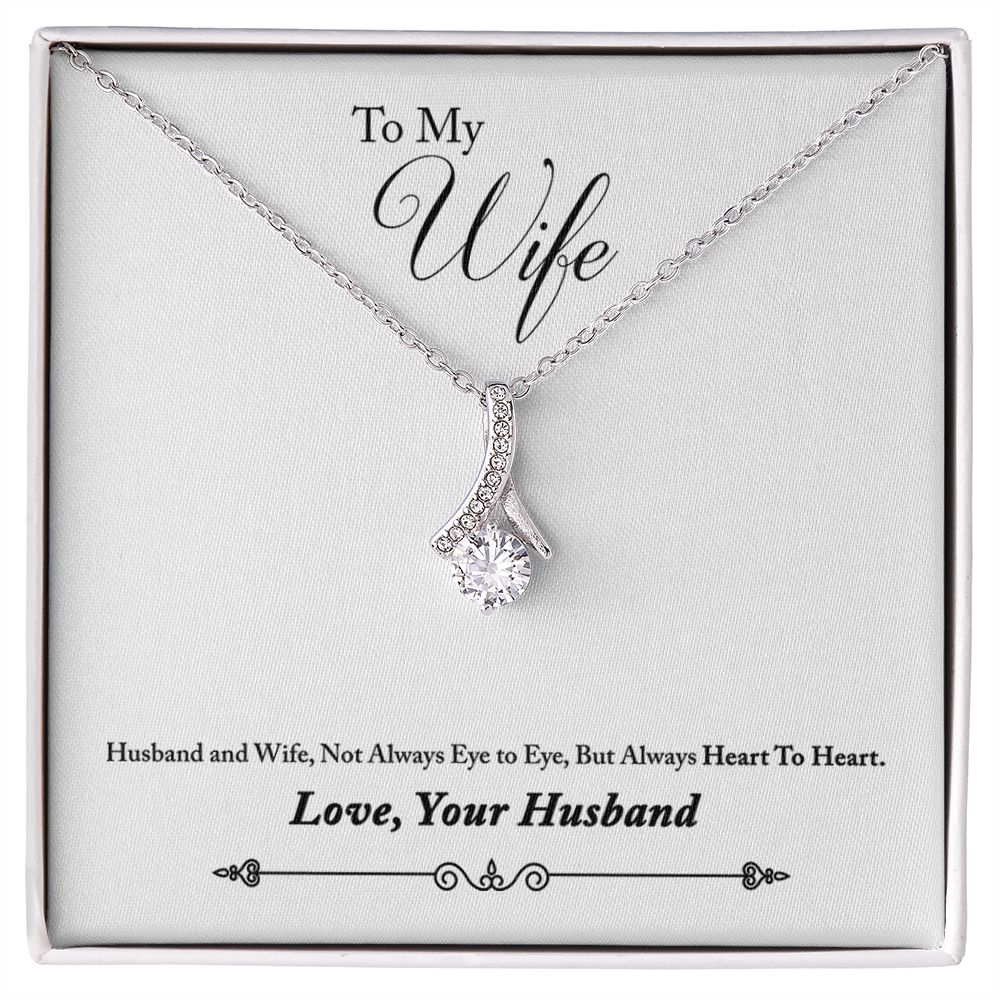 To My Wife Heart to Heart Alluring Ribbon Necklace Message Card-Express Your Love Gifts