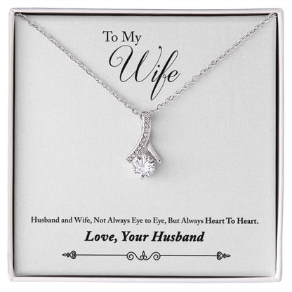 To My Wife Heart to Heart Alluring Ribbon Necklace Message Card-Express Your Love Gifts