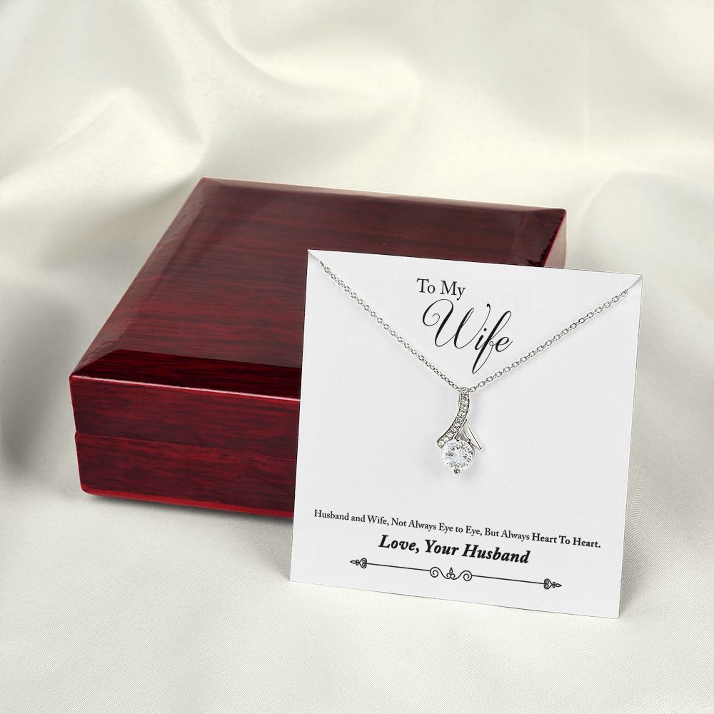 To My Wife Heart to Heart Alluring Ribbon Necklace Message Card-Express Your Love Gifts