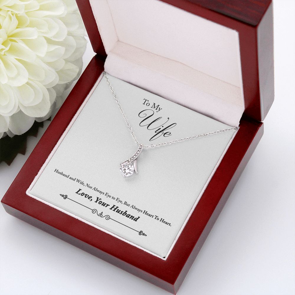 To My Wife Heart to Heart Alluring Ribbon Necklace Message Card-Express Your Love Gifts