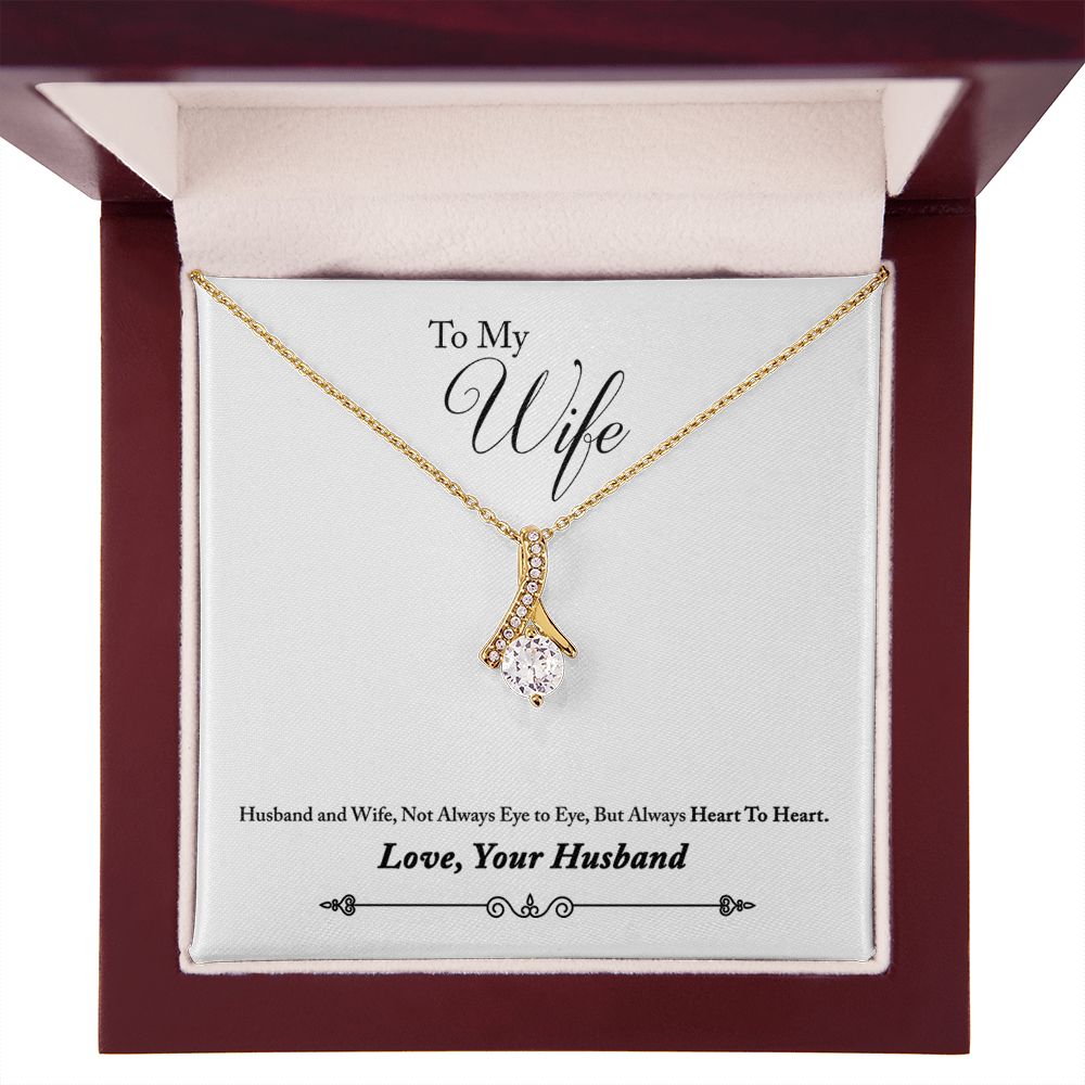 To My Wife Heart to Heart Alluring Ribbon Necklace Message Card-Express Your Love Gifts