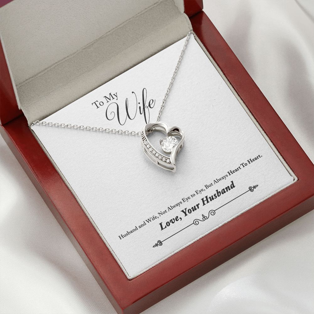 To My Wife Heart to Heart From Husband Forever Necklace w Message Card-Express Your Love Gifts