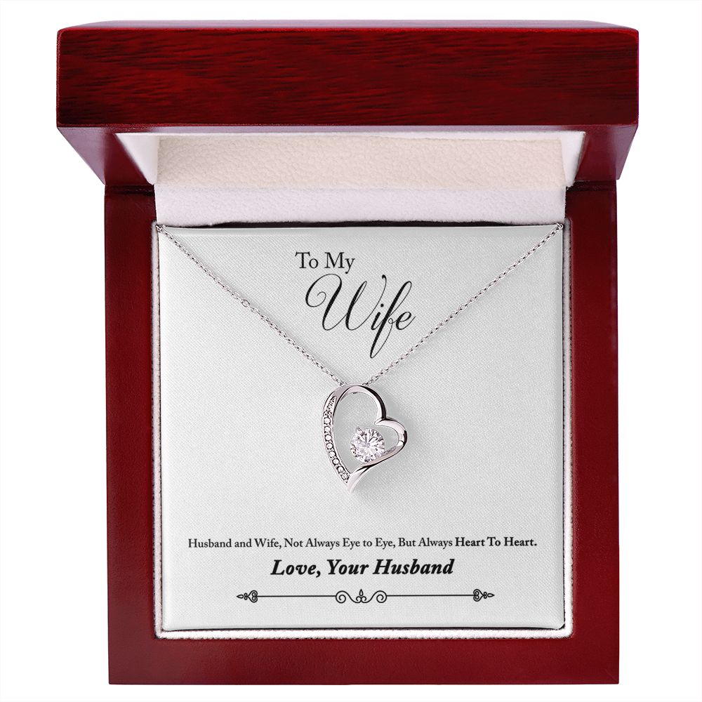 To My Wife Heart to Heart From Husband Forever Necklace w Message Card-Express Your Love Gifts