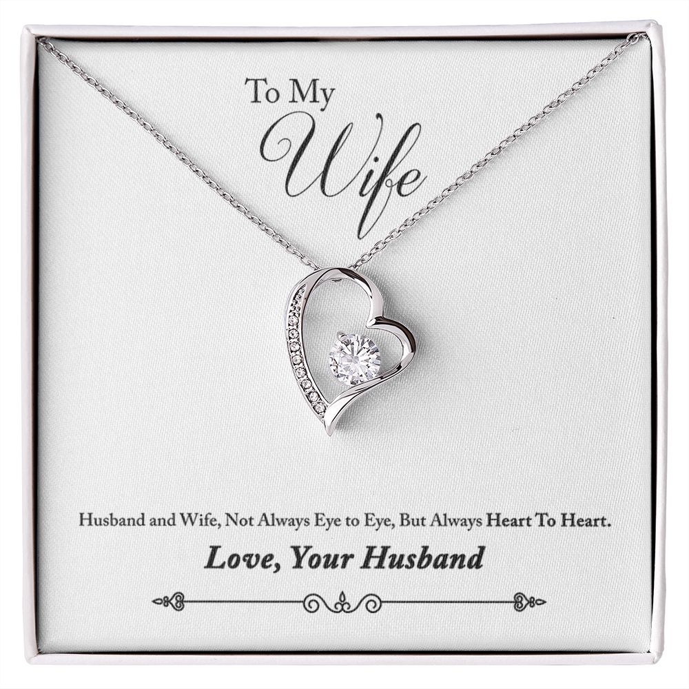 To My Wife Heart to Heart From Husband Forever Necklace w Message Card-Express Your Love Gifts