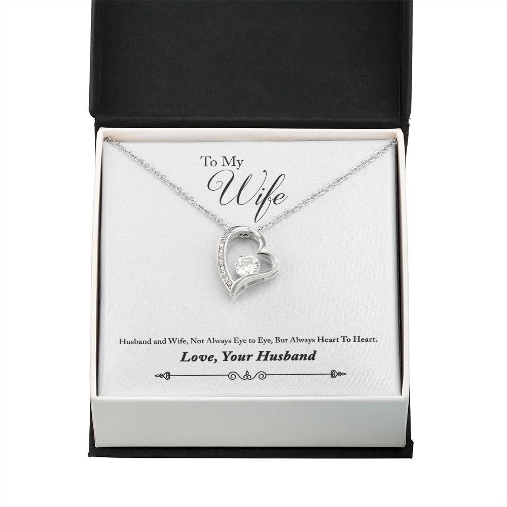 To My Wife Heart to Heart From Husband Forever Necklace w Message Card-Express Your Love Gifts