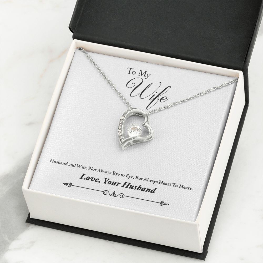 To My Wife Heart to Heart From Husband Forever Necklace w Message Card-Express Your Love Gifts