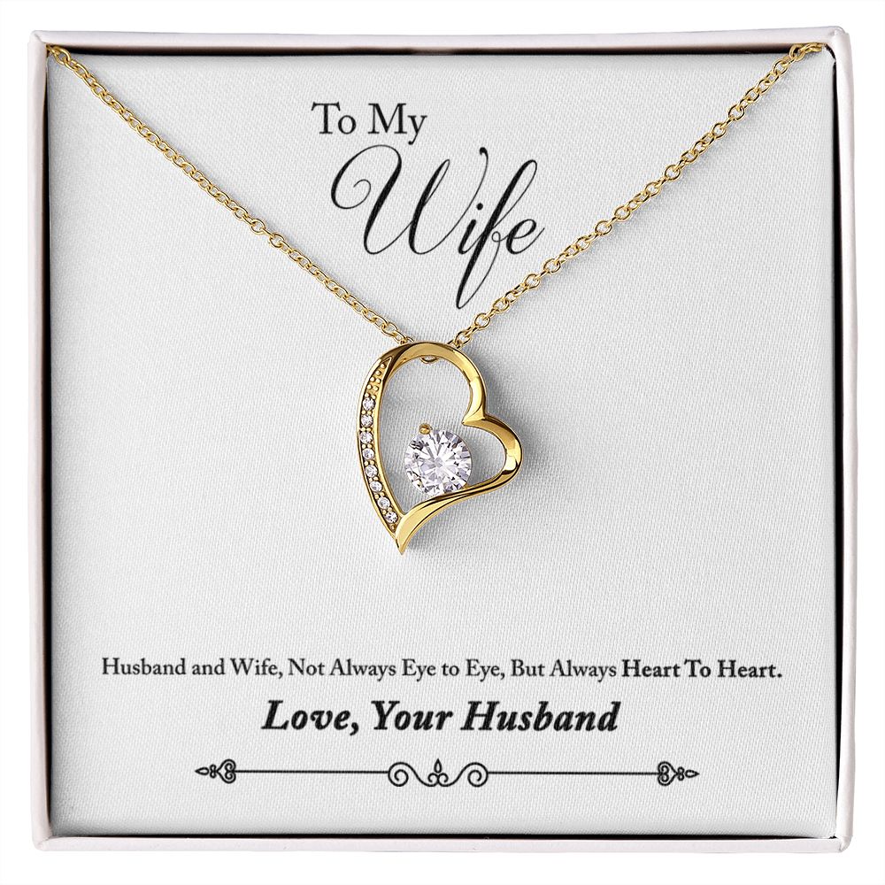 To My Wife Heart to Heart From Husband Forever Necklace w Message Card-Express Your Love Gifts