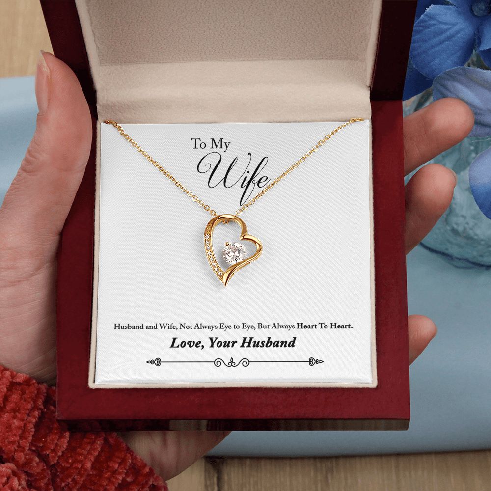 To My Wife Heart to Heart From Husband Forever Necklace w Message Card-Express Your Love Gifts