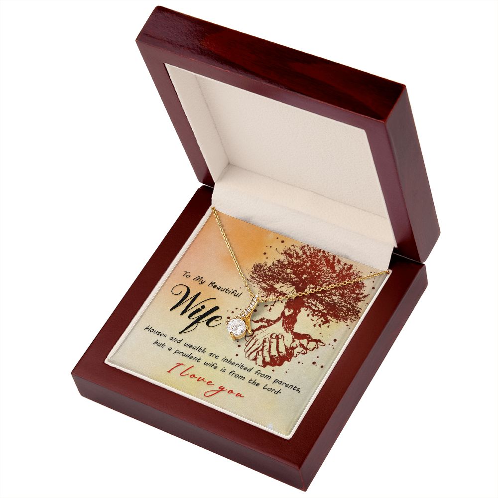 To My Wife House and Wealth Alluring Ribbon Necklace Message Card-Express Your Love Gifts