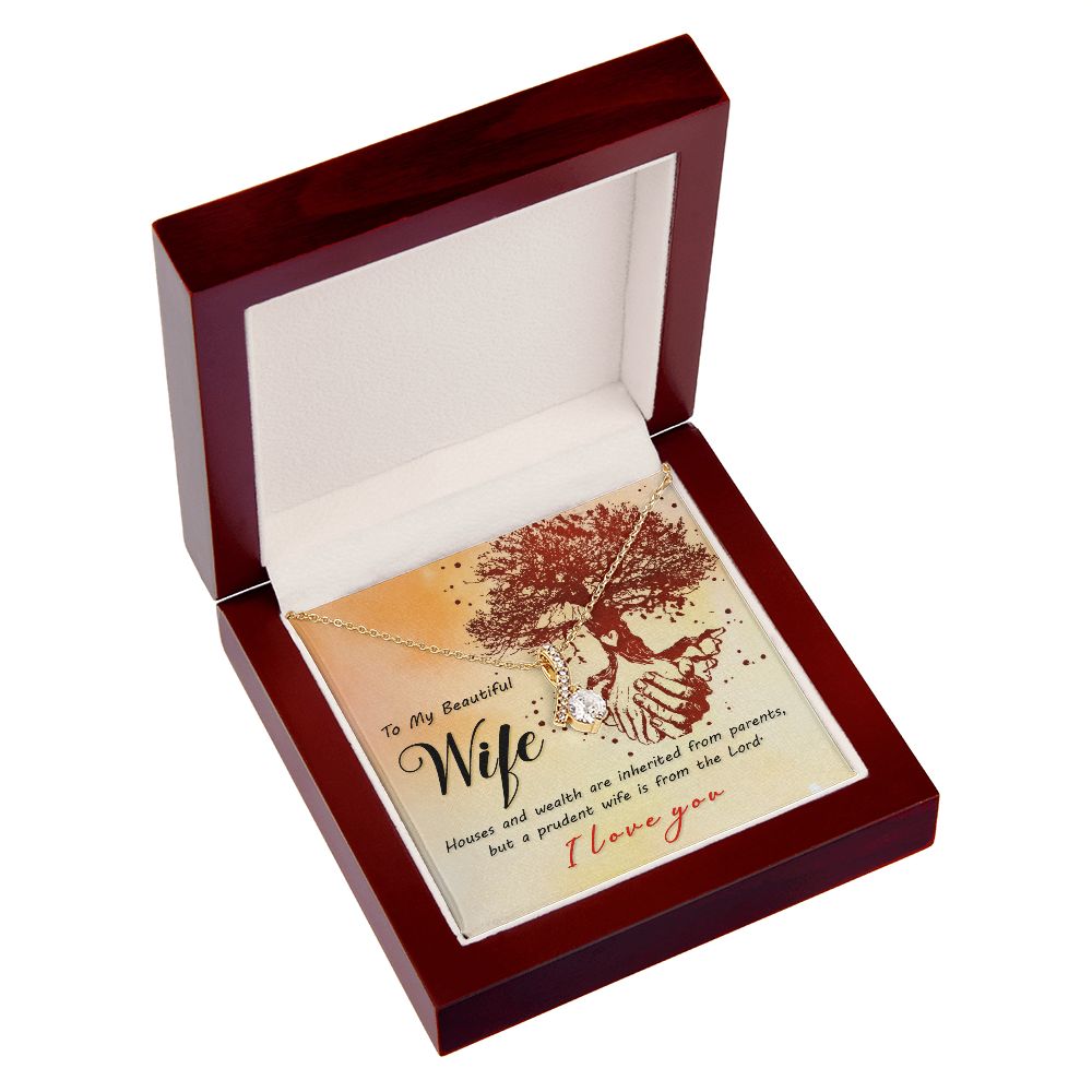 To My Wife House and Wealth Alluring Ribbon Necklace Message Card-Express Your Love Gifts