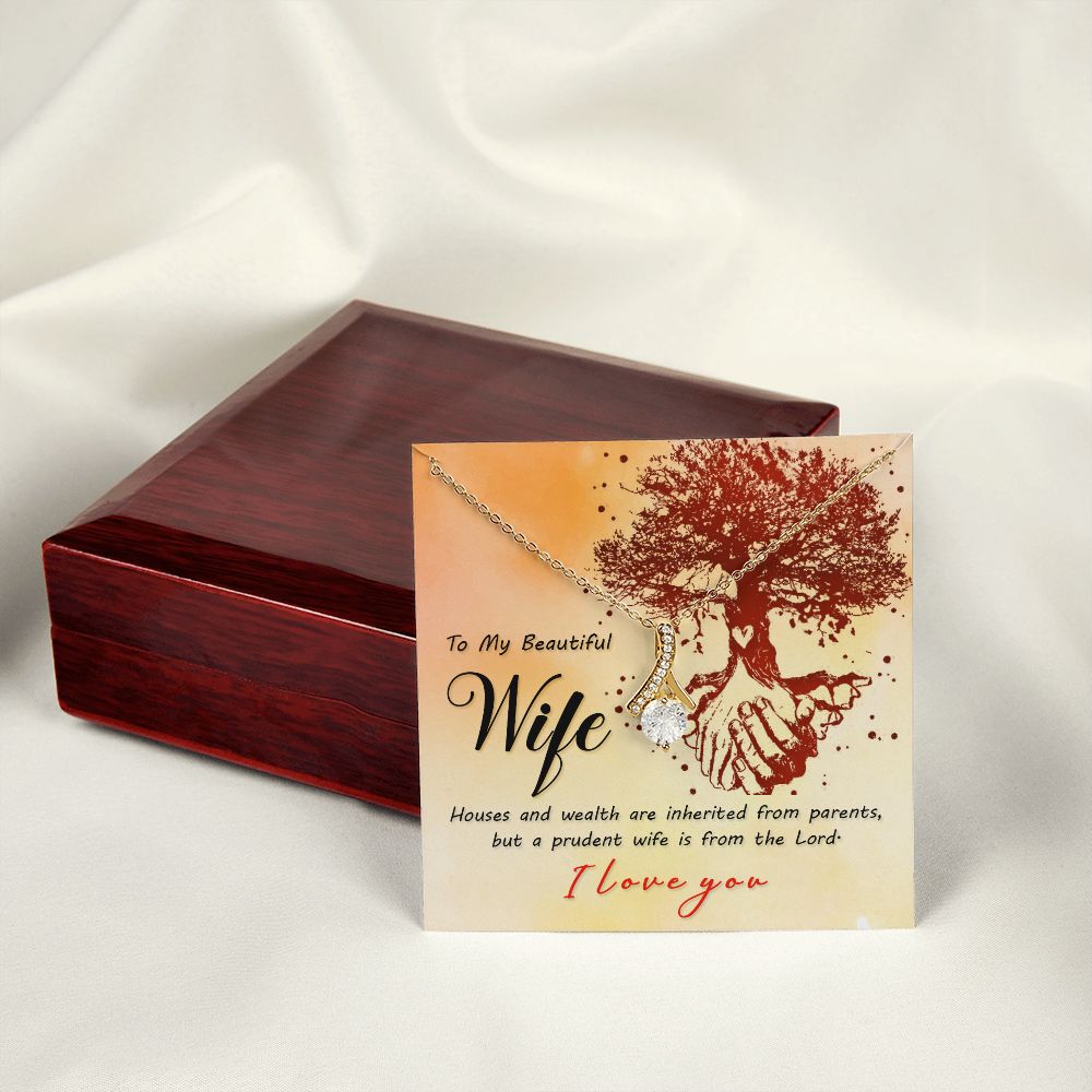 To My Wife House and Wealth Alluring Ribbon Necklace Message Card-Express Your Love Gifts