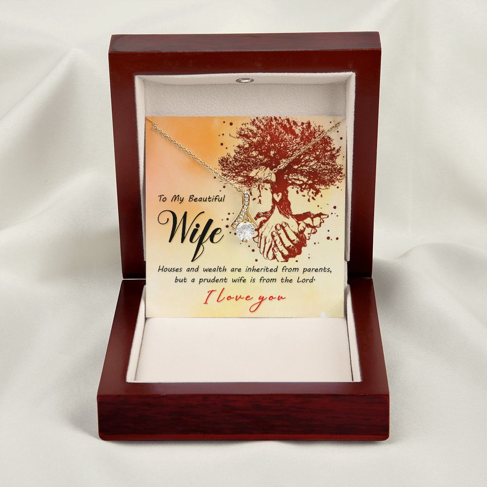 To My Wife House and Wealth Alluring Ribbon Necklace Message Card-Express Your Love Gifts