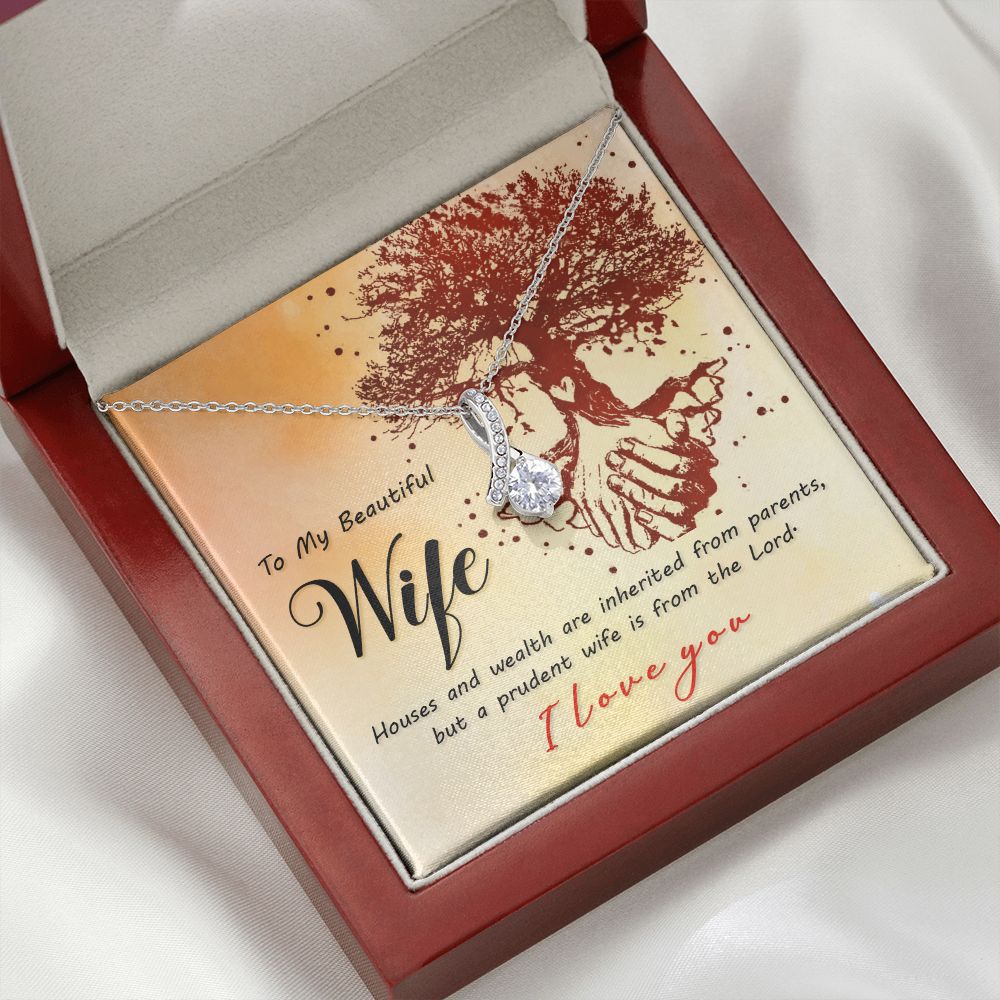 To My Wife House and Wealth Alluring Ribbon Necklace Message Card-Express Your Love Gifts