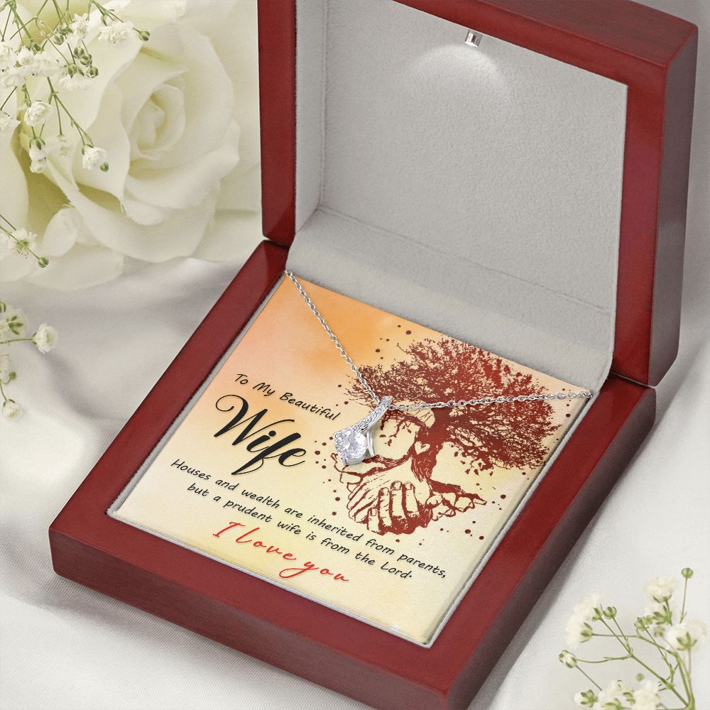 To My Wife House and Wealth Alluring Ribbon Necklace Message Card-Express Your Love Gifts