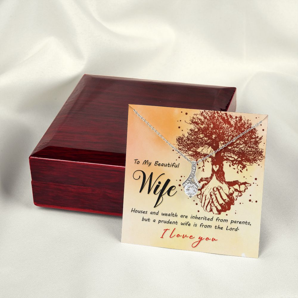 To My Wife House and Wealth Alluring Ribbon Necklace Message Card-Express Your Love Gifts