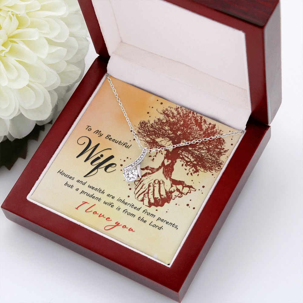 To My Wife House and Wealth Alluring Ribbon Necklace Message Card-Express Your Love Gifts