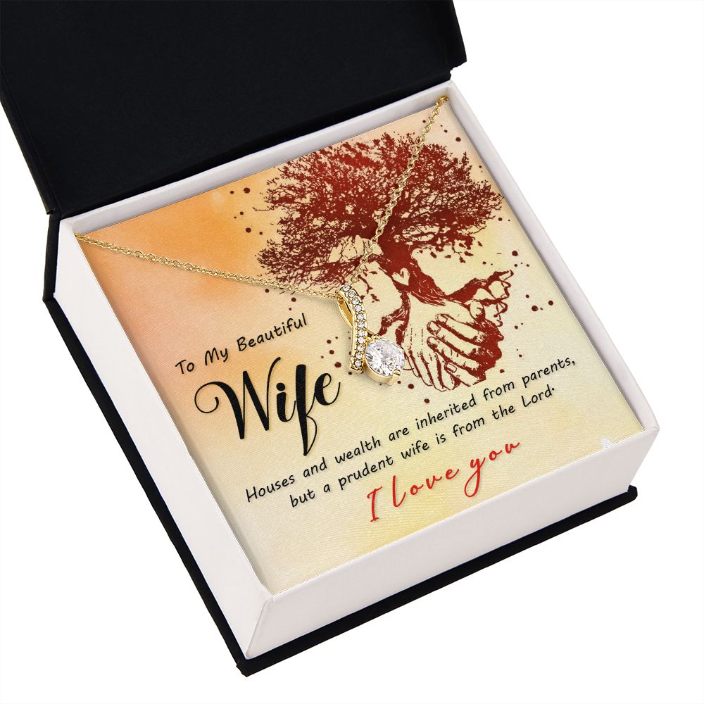 To My Wife House and Wealth Alluring Ribbon Necklace Message Card-Express Your Love Gifts