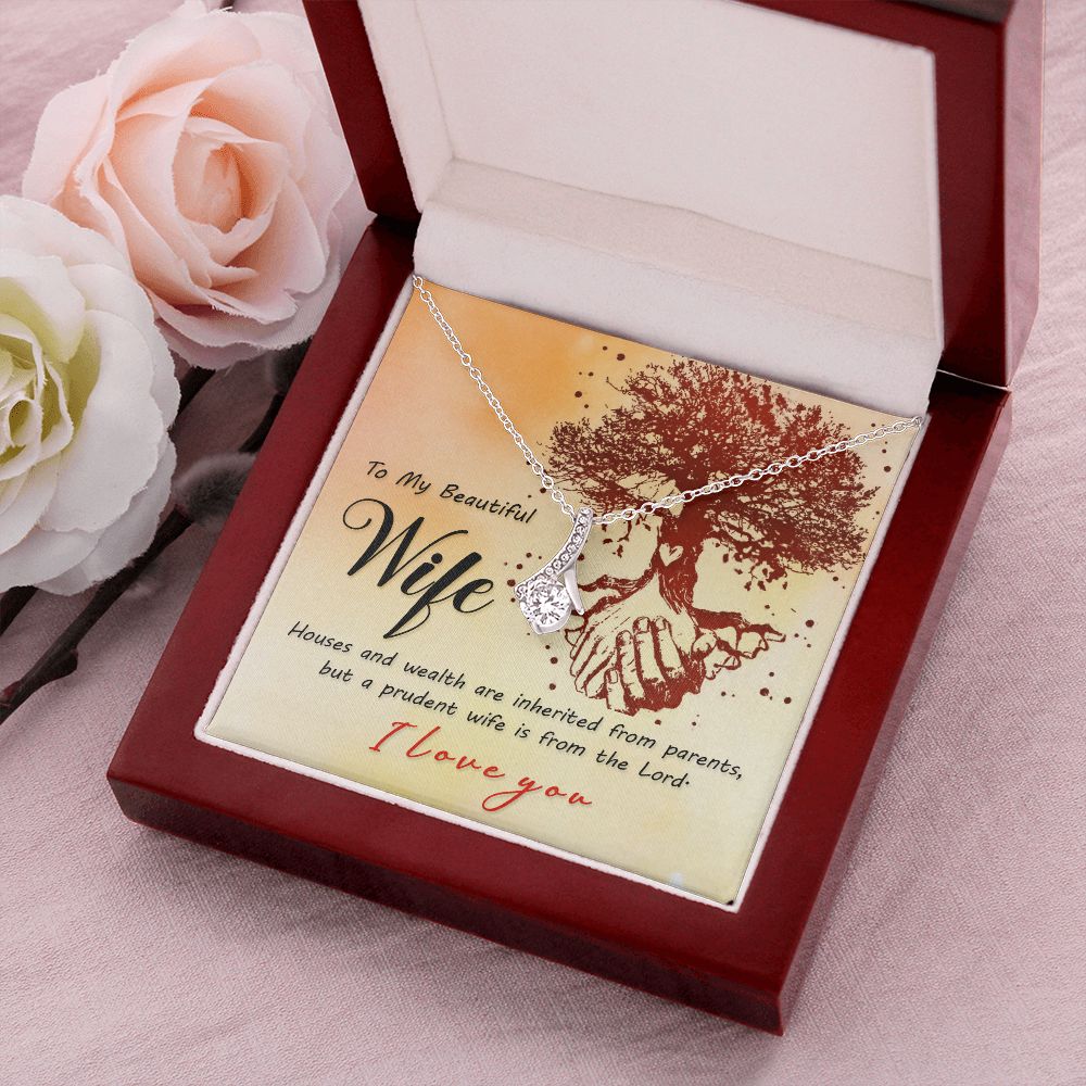 To My Wife House and Wealth Alluring Ribbon Necklace Message Card-Express Your Love Gifts