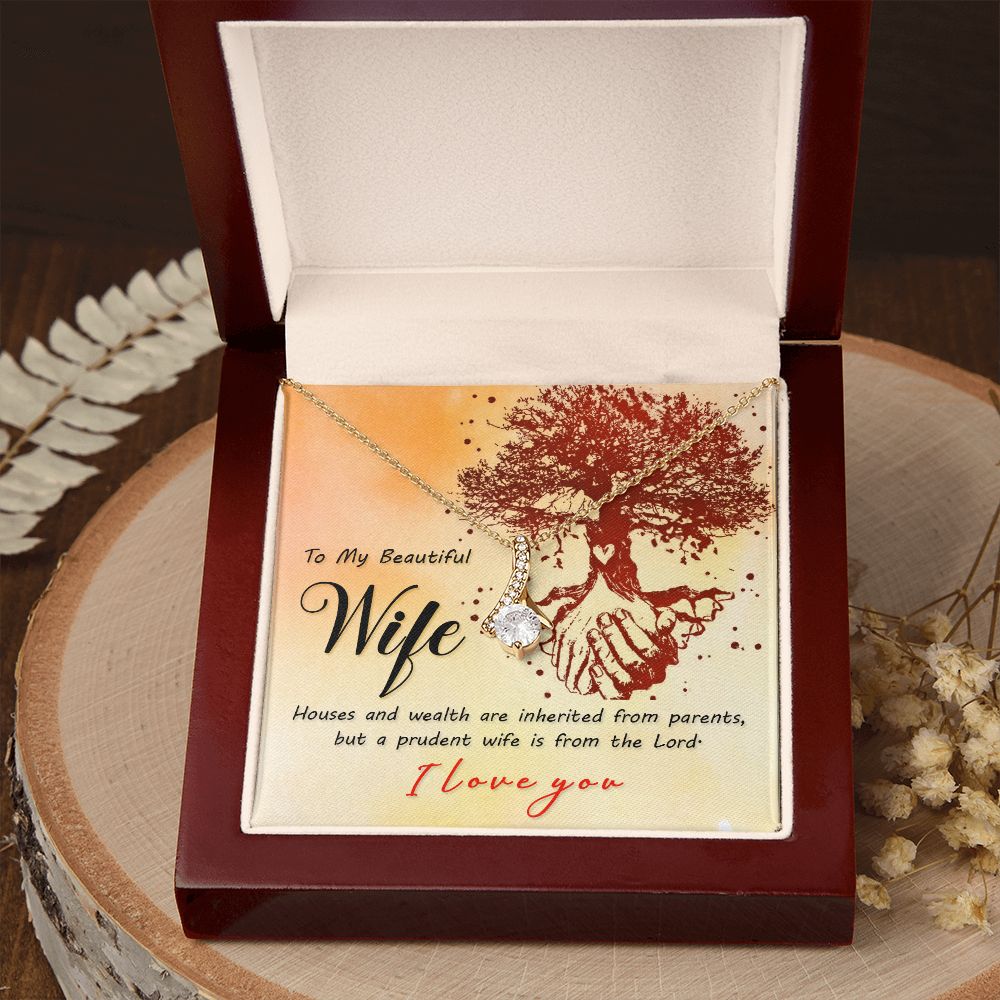 To My Wife House and Wealth Alluring Ribbon Necklace Message Card-Express Your Love Gifts