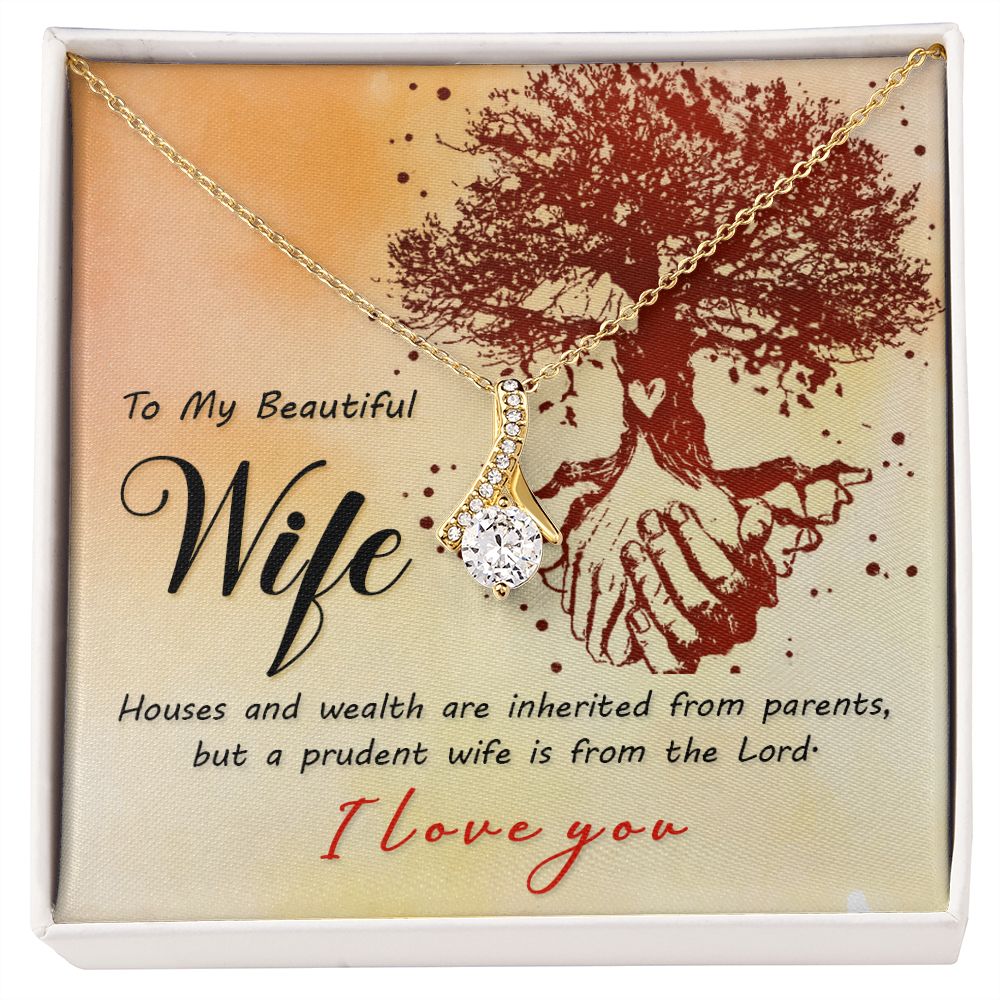 To My Wife House and Wealth Alluring Ribbon Necklace Message Card-Express Your Love Gifts