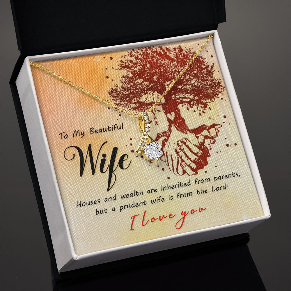 To My Wife House and Wealth Alluring Ribbon Necklace Message Card-Express Your Love Gifts