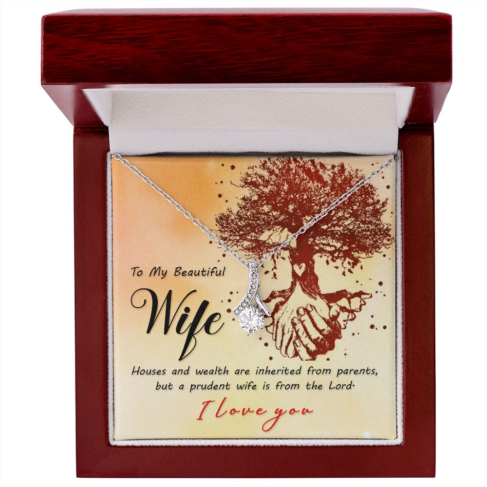 To My Wife House and Wealth Alluring Ribbon Necklace Message Card-Express Your Love Gifts