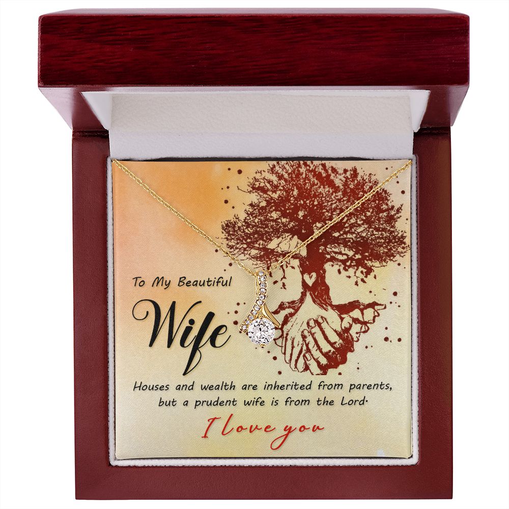 To My Wife House and Wealth Alluring Ribbon Necklace Message Card-Express Your Love Gifts