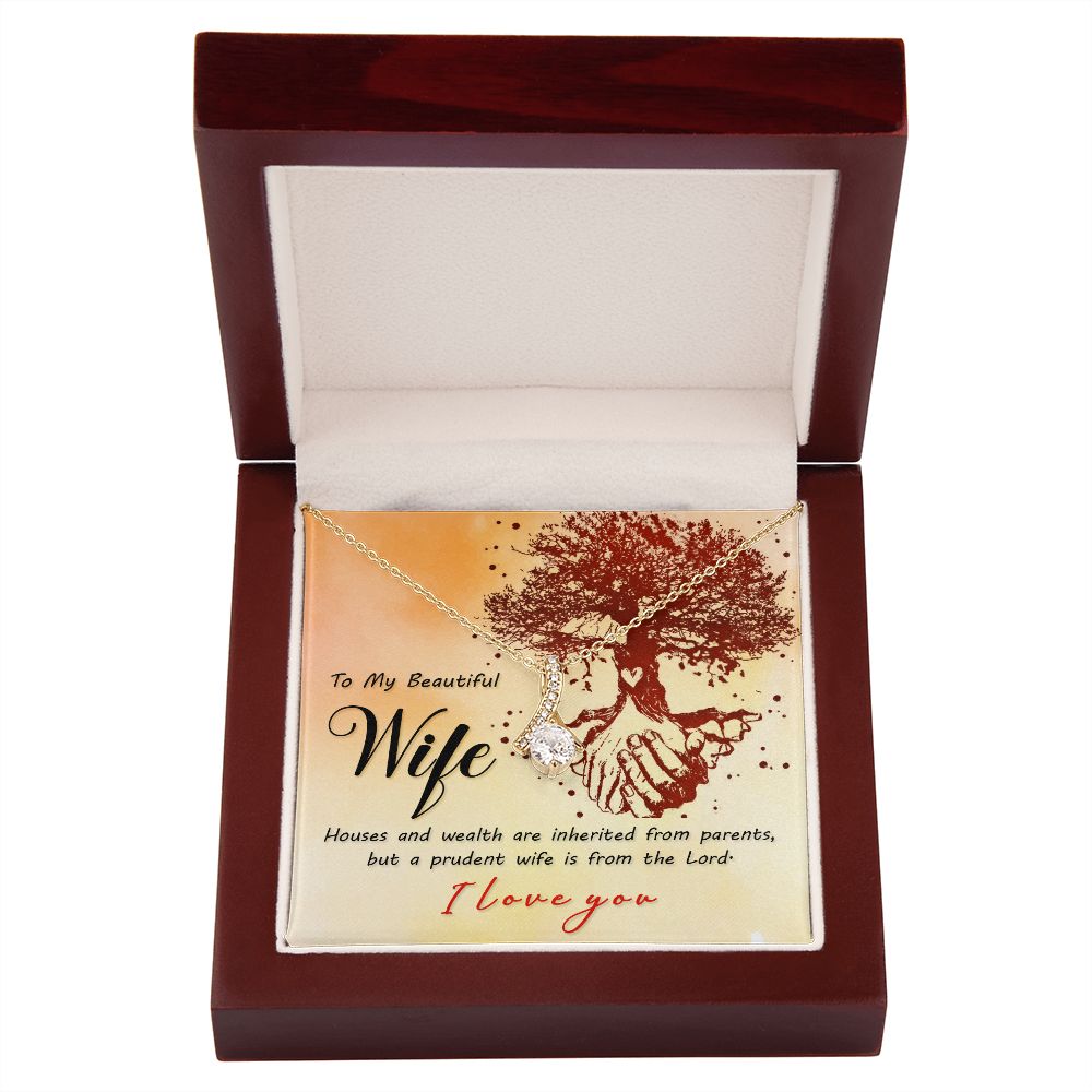 To My Wife House and Wealth Alluring Ribbon Necklace Message Card-Express Your Love Gifts