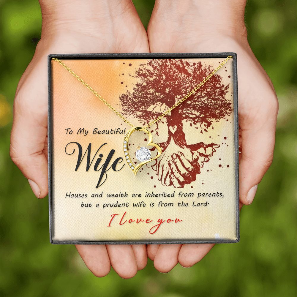 To My Wife House and Wealth Forever Necklace w Message Card-Express Your Love Gifts