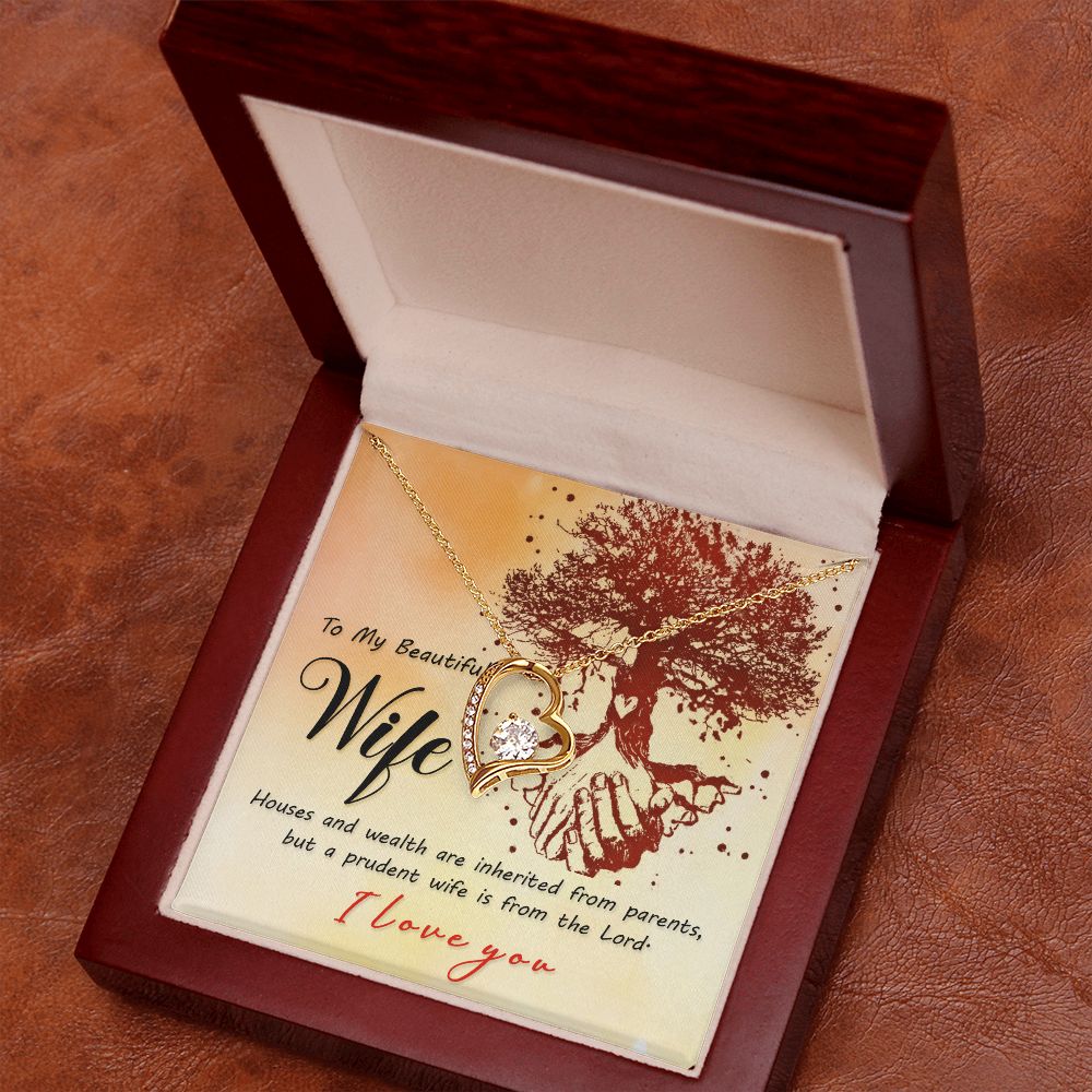 To My Wife House and Wealth Forever Necklace w Message Card-Express Your Love Gifts
