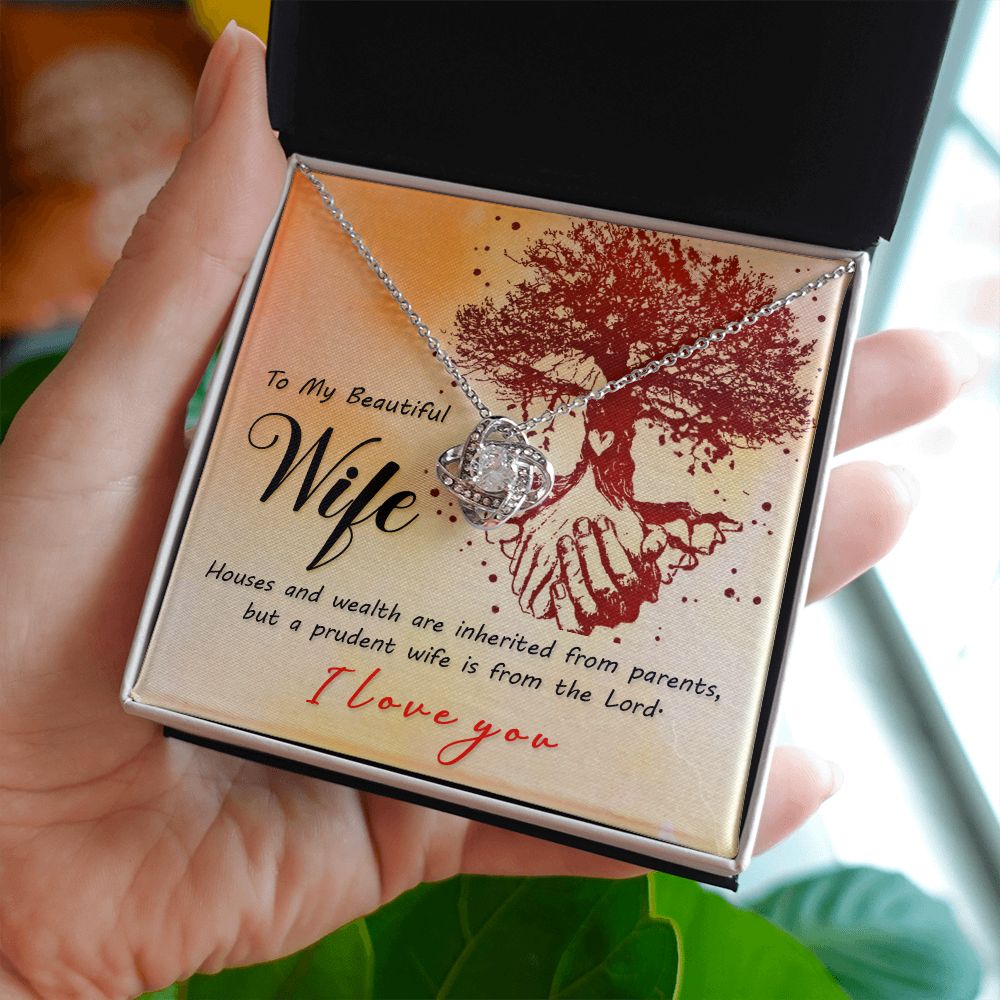 To My Wife House and Wealth Infinity Knot Necklace Message Card-Express Your Love Gifts