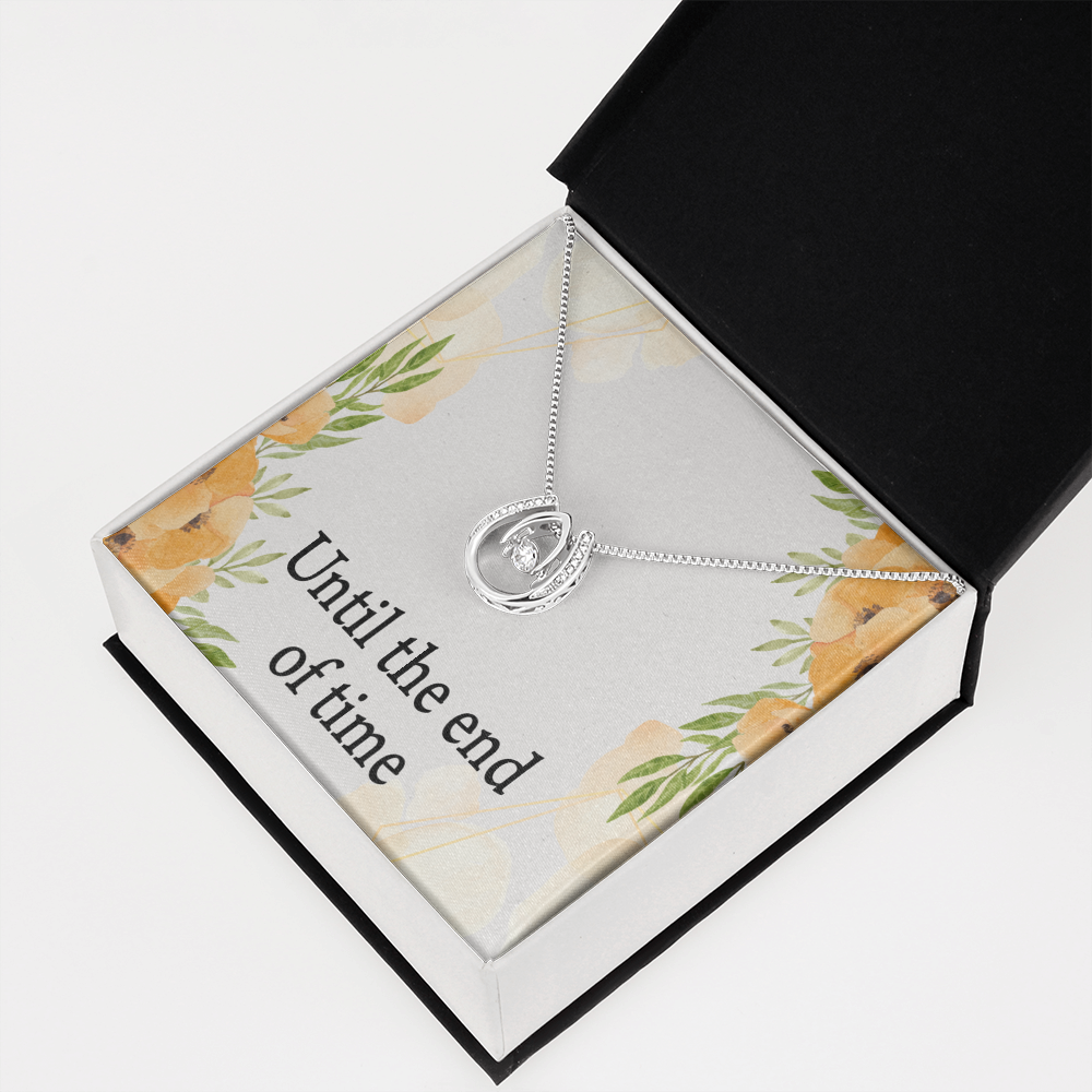 To My Wife Husband Until The End Of Time Lucky Horseshoe Necklace Message Card 14k w CZ Crystals-Express Your Love Gifts