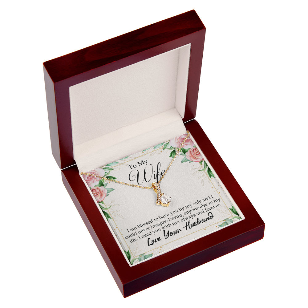 To My Wife I Am Blessed to Have You Alluring Ribbon Necklace Message Card-Express Your Love Gifts